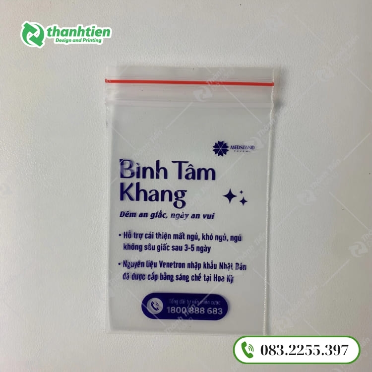 Nhận in túi zip chỉ đỏ theo yêu cầu, độ bền màu cao