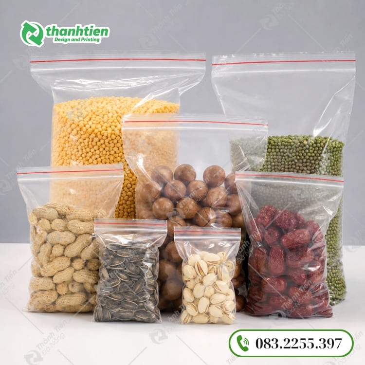 Túi zip chỉ đỏ đựng thực phẩm