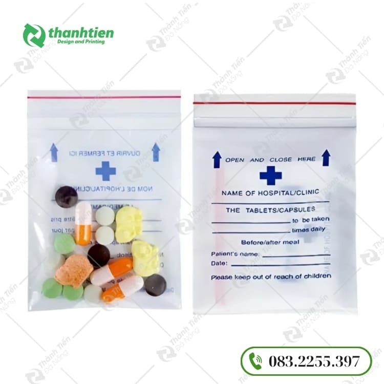 Túi zip chỉ đỏ đựng thuốc men