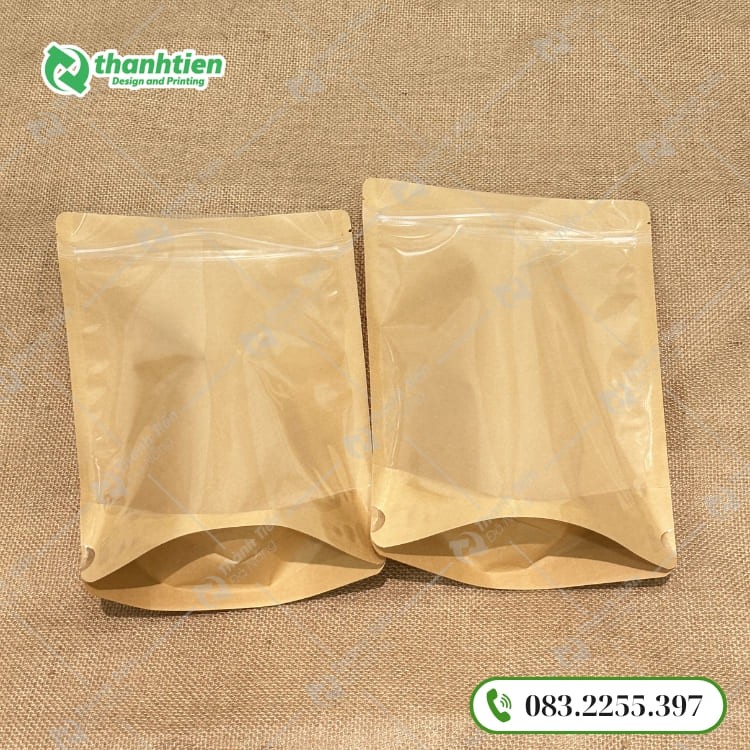 Mẫu sản phẩm túi zip kraft 1 mặt trong