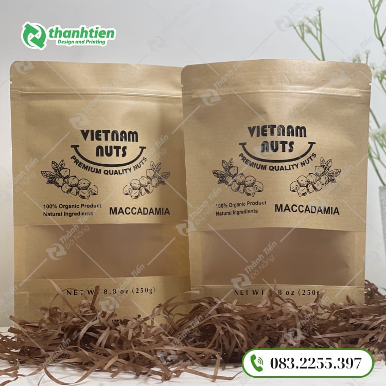 Túi zip kraft cửa sổ tràn in ấn đẹp
