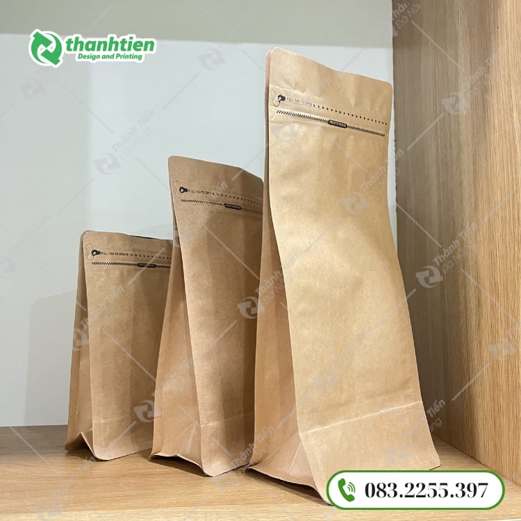 Túi zip giấy kraft 8 cạnh