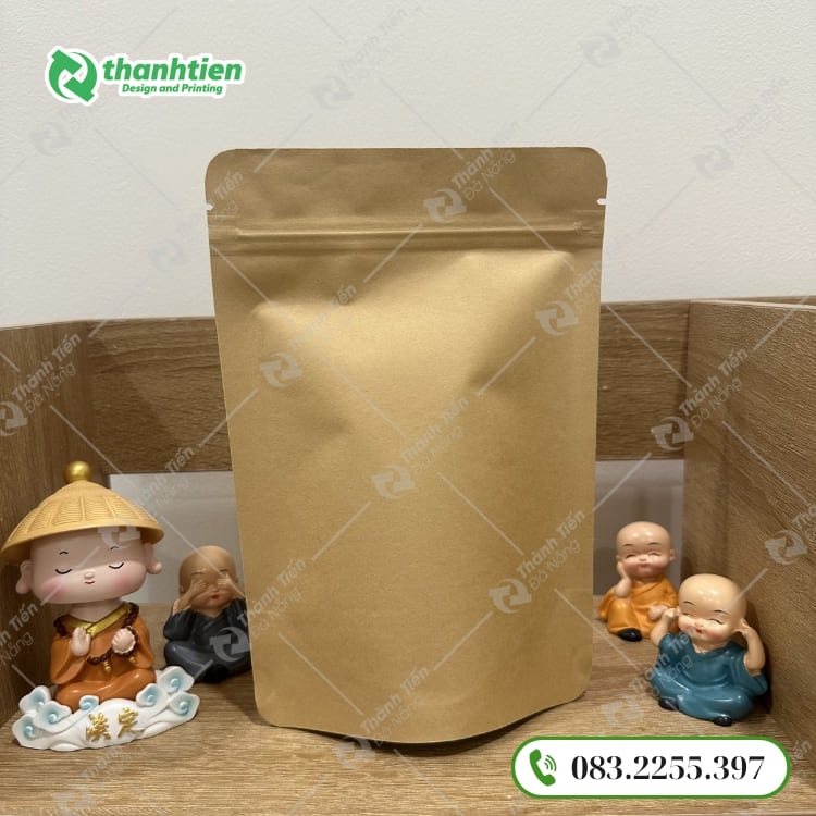 Túi zip giấy kraft trơn 