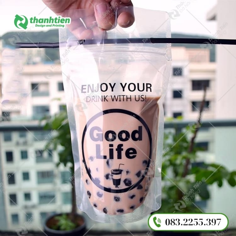 Túi zipper đựng trà sữa mang đi 