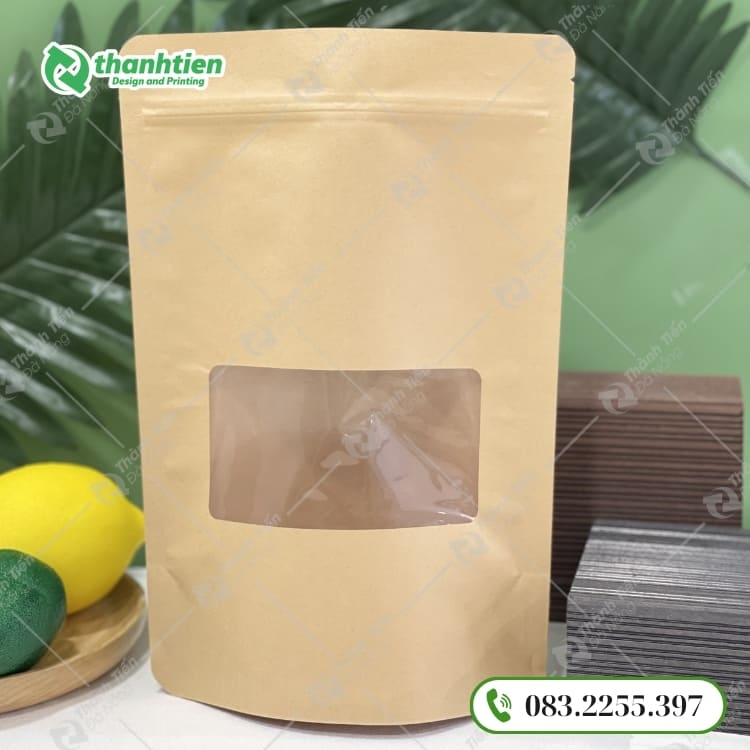 Túi zipper giấy có cửa sổ vuông