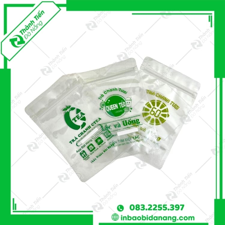 Túi Zipper Trà Sữa, Trà Chanh Giá Rẻ, In Logo Theo Yêu Cầu Đà Nẵng