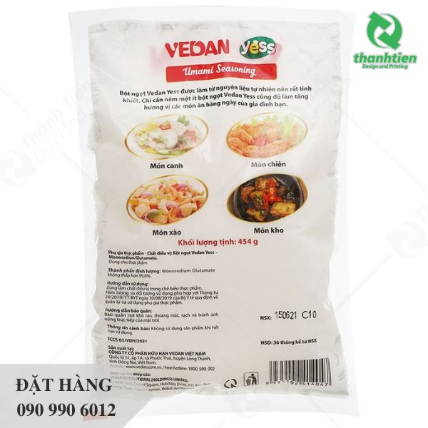 Bao bì đóng gói bột ngọt in ấn đầy đủ thông tin