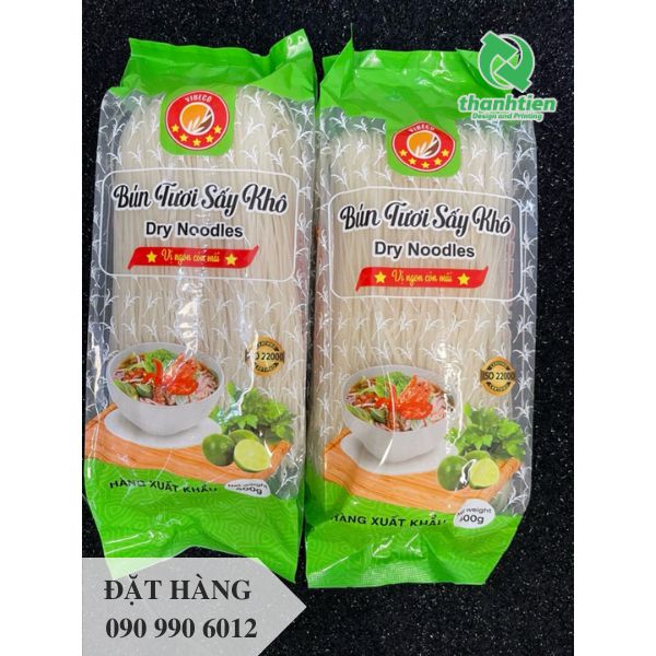 Mẫu bao bì bún khô in ấn logo rõ nét