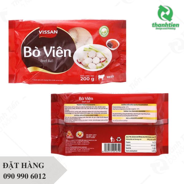 Mẫu bao bì đóng gói bò viên chuyên nghiệp