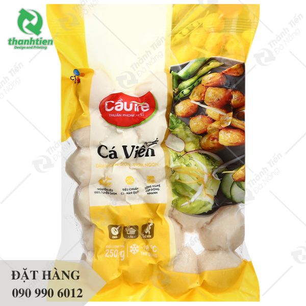 Mẫu bao bì đóng gói cá viên thiết kế in ấn đẹp