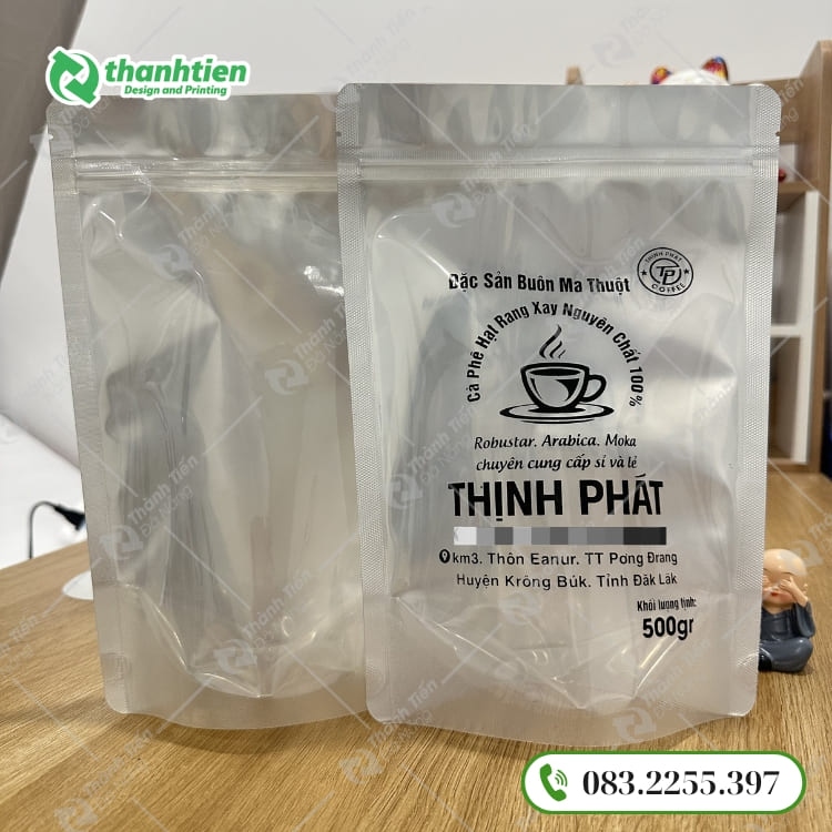 Túi zip 1 mặt bạc 1 mặt trong suốt