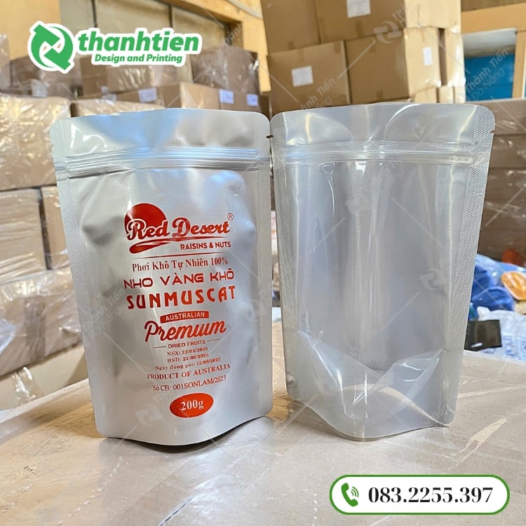 Túi zip bạc đựng thực phẩm khô