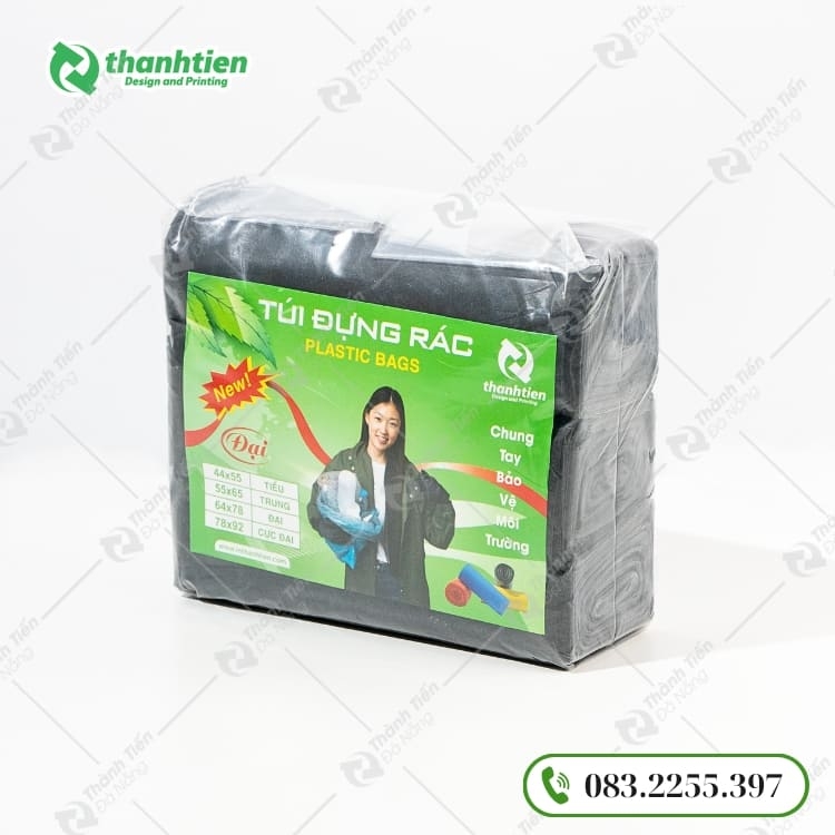 Túi rác đen miệng bằng 90x120 bền, tiện lợi.