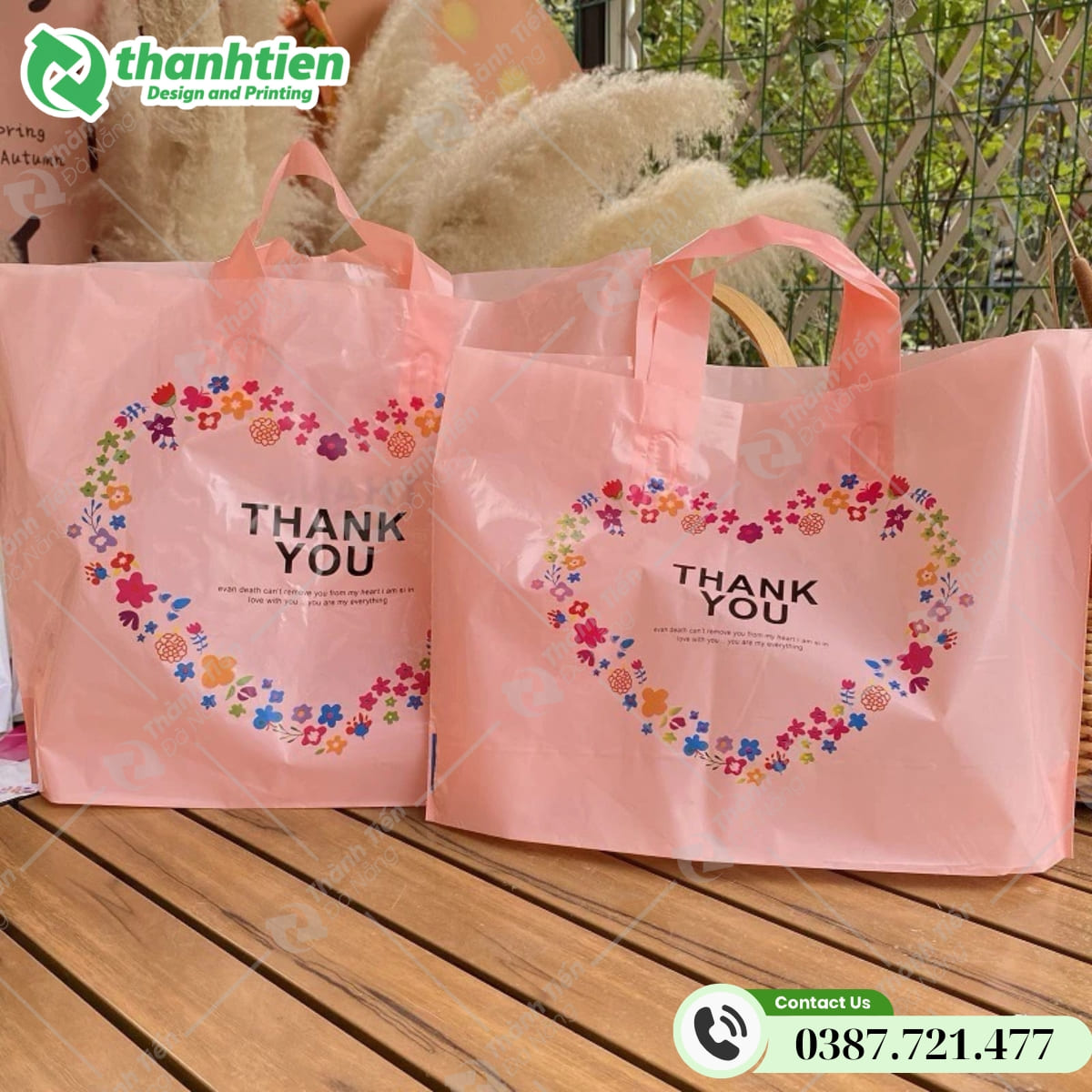 Mẫu túi đựng quà nilon thank you ép quai Đà Nẵng