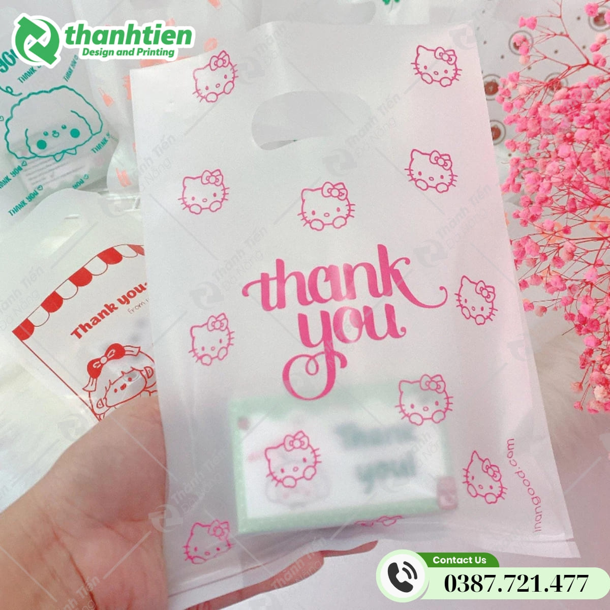 Túi hột xoài HD mẫu thank you