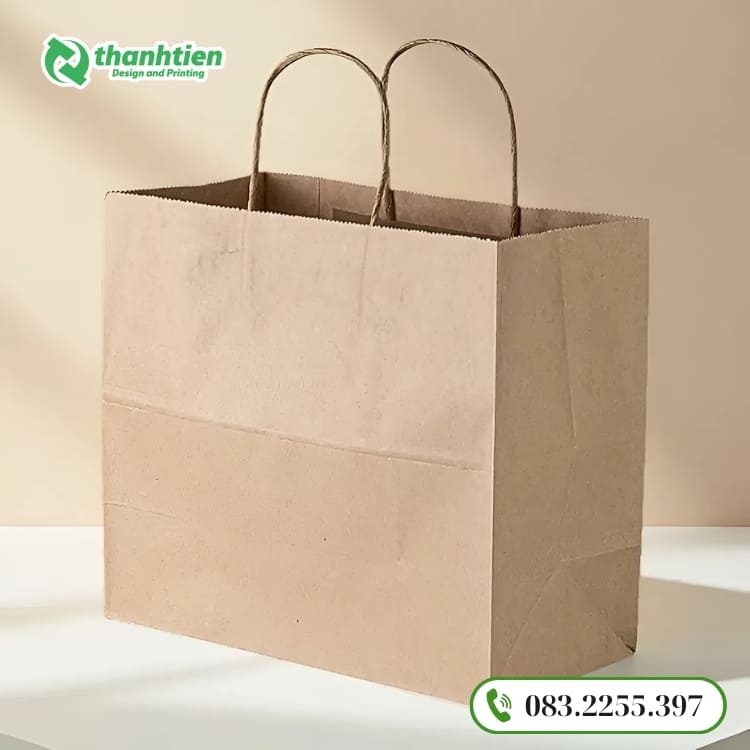 Túi giấy kraft có quai xách dùng trong đóng gói và quà tặng