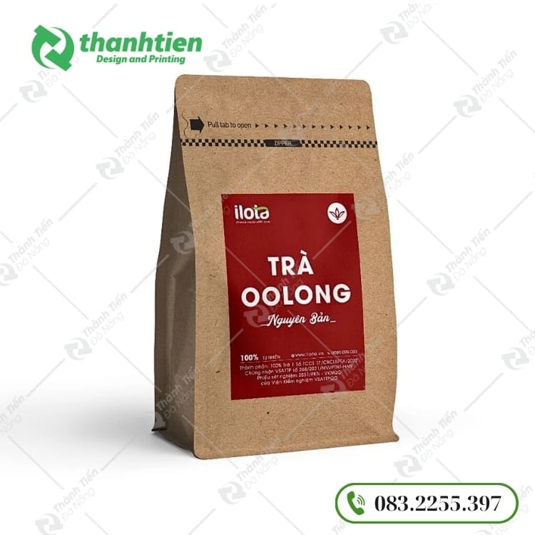 Bao bì trà giấy kraft mộc mạc cho sản phẩm trà organic