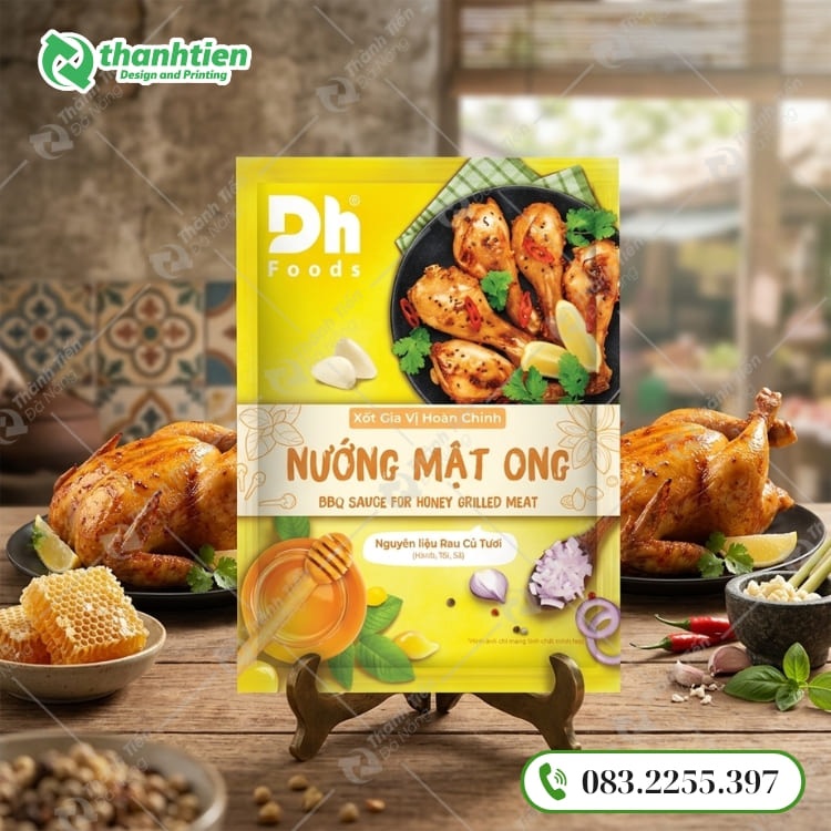 Bao bì đựng gia vị đẹp, in ấn nổi bật