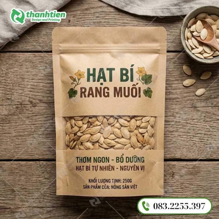 Bao bì giấy đựng hại bí có cửa sổ trong