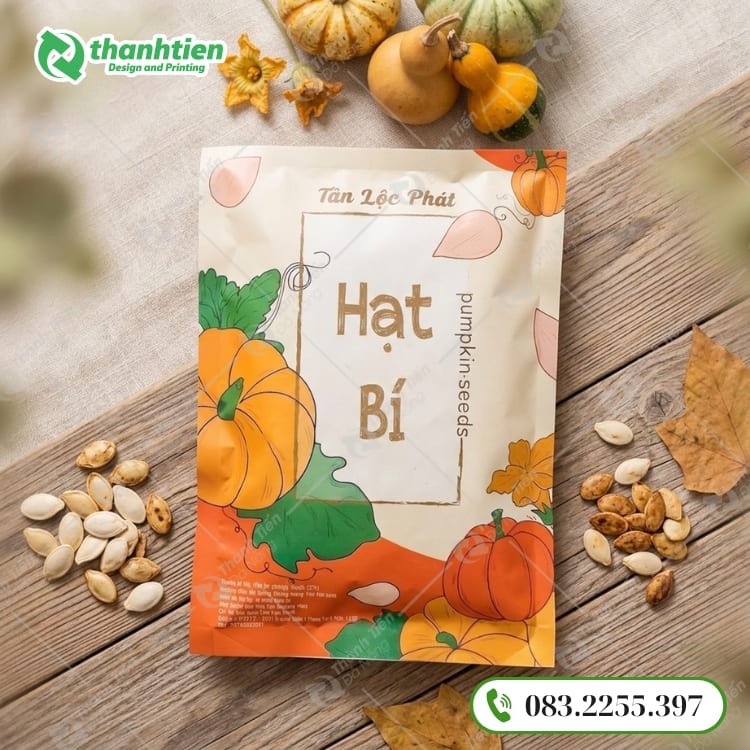 In bao bì hạt bí đẹp, độ bền màu cao