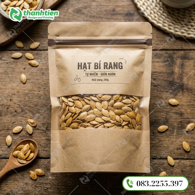 Túi giấy đựng hạt bí đẹp, thiết kế cửa sổ trong