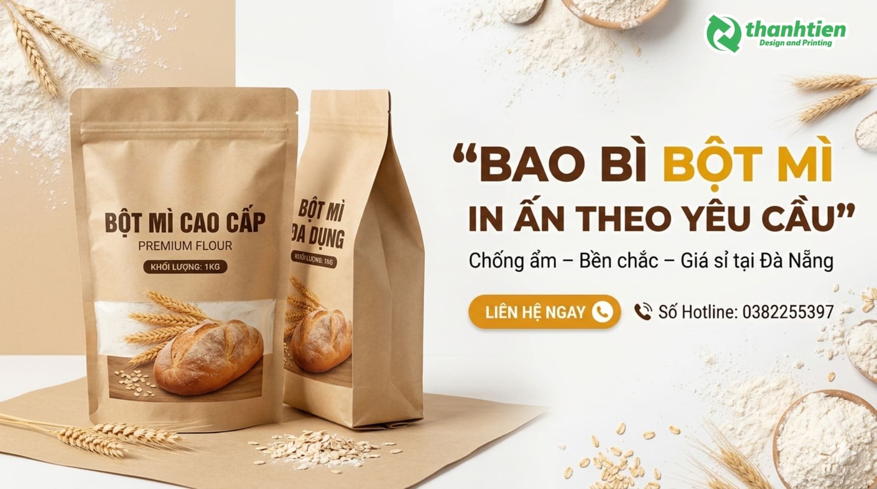 Xưởng sản xuất bao bì bột mì giá sỉ, in đẹp