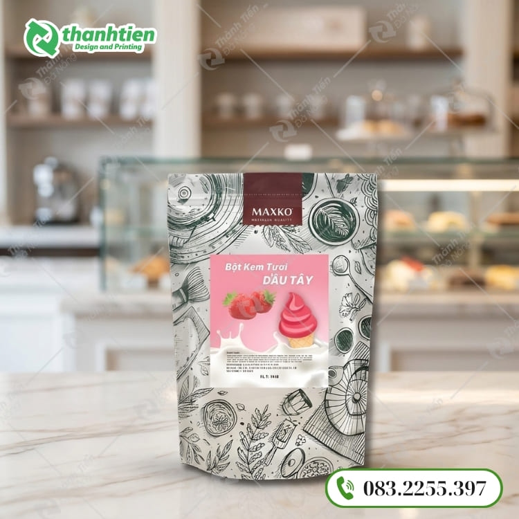 Bao bì bột làm kem giá sỉ, in ấn theo yêu cầu riêng