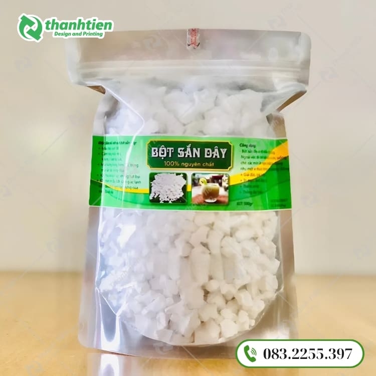 Bao bì bột sắn dây an toàn, bề mặt trong suốt