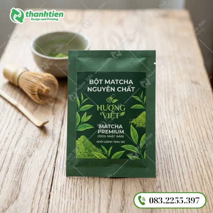 Bao bì đóng gói bột matcha dạng túi nhỏ