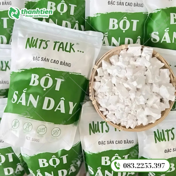 Bao bì đựng bột sắn dây đẹp, in ấn chuyên nghiệp