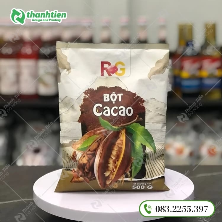 Mẫu túi hàn lưng đựng bột cacao