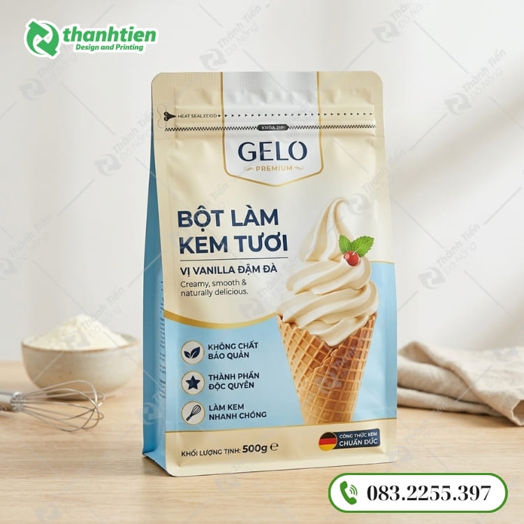 Túi 8 cạnh đựng bột làm kem, thiết kế tiện lợi, thẩm mỹ cao