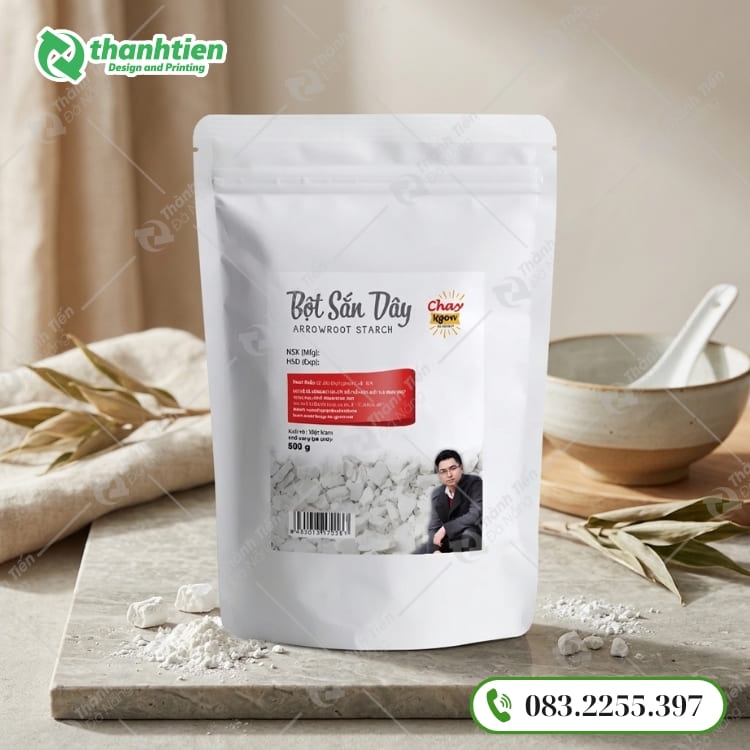 Túi zip đựng bột sắn dây đẹp, đáy đứng tiện lợi