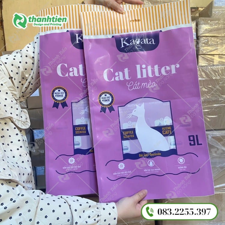 Bao bì cát mèo giá rẻ, in theo yêu cầu riêng