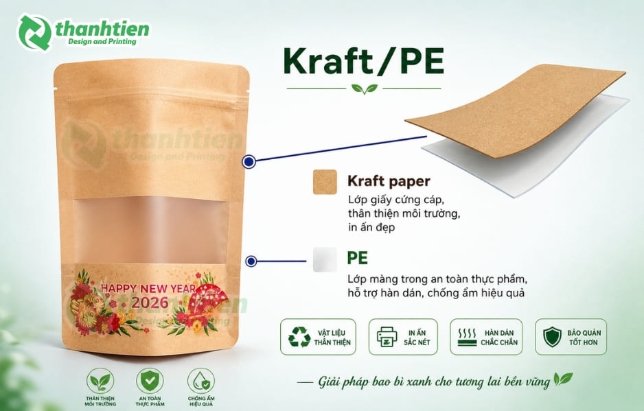 Bao bì đóng gói giấy kraft ghép màng PE