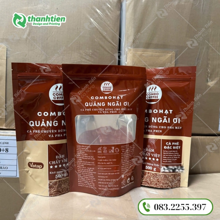 Bao bì đóng gói dạng túi đáy đứng in ấn theo yêu cầu