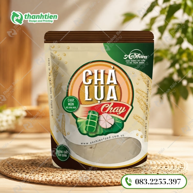 Túi màng ghép đựng chả lụa đáy đứng đẹp mắt