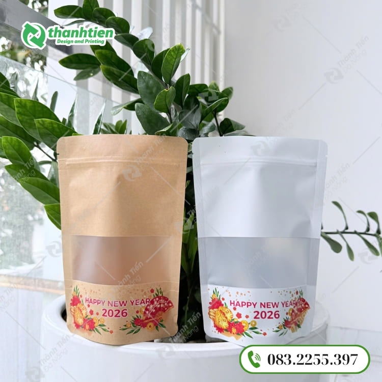 Túi zip cửa sổ tràn, chất liệu giấy kraft thân thiện