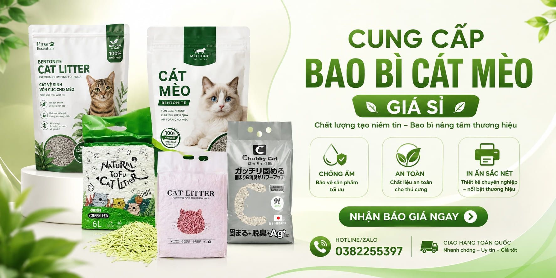 Xưởng sản xuất và in bao bì cát mèo giá sỉ, uy tín tại Đà Nẵng