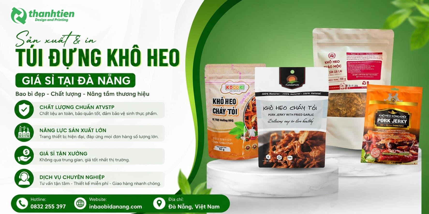 Xưởng sản xuất và in bao bì túi đựng khô heo giá rẻ tại Đà Nẵng 