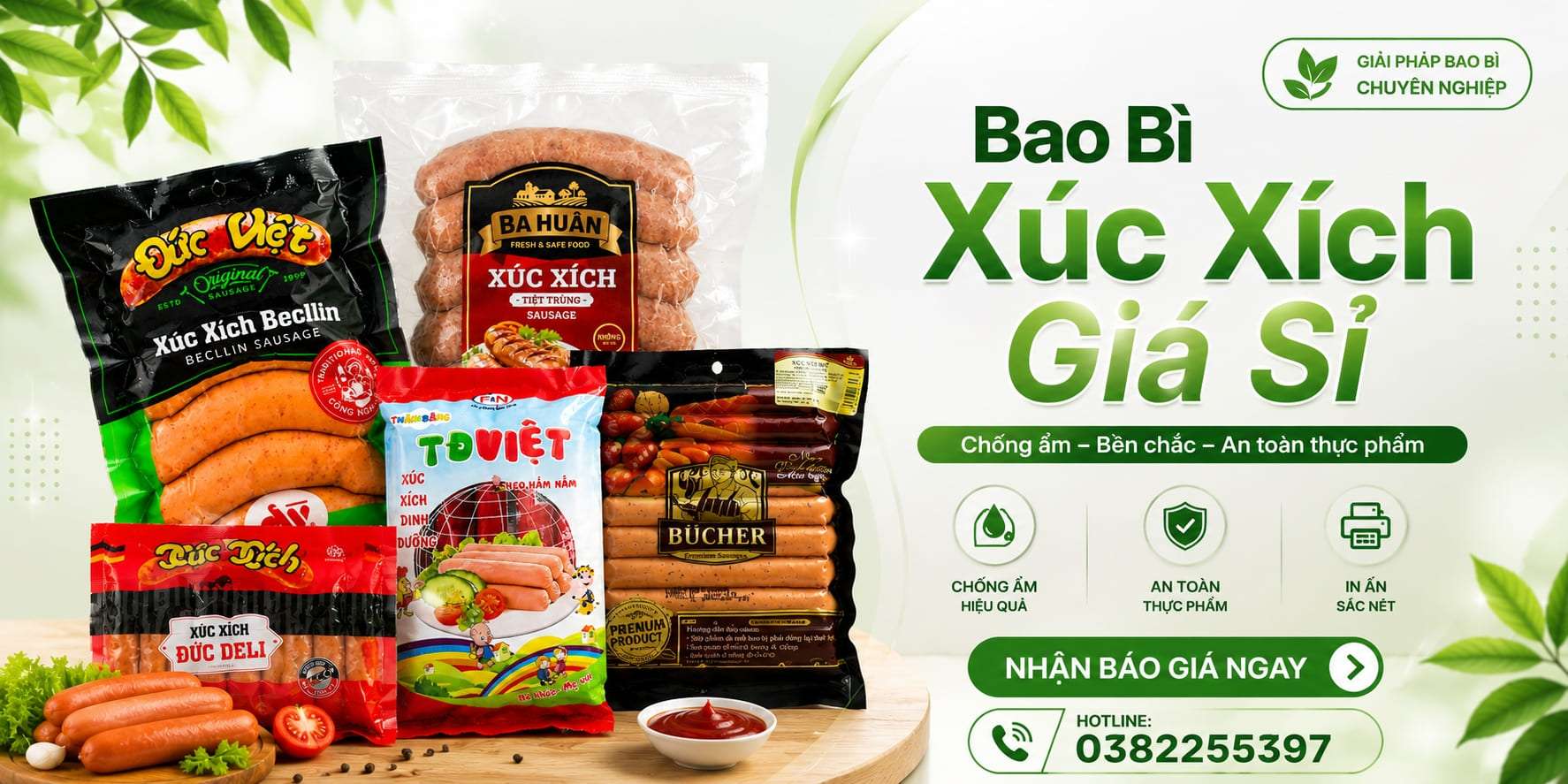 Xưởng sản xuất và in bao bì xúc xích giá sỉ tại Đà Nẵng