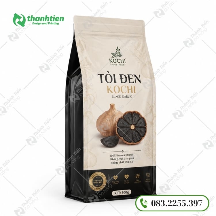 Bao bì đóng gói tỏi đen cao cấp, chống ẩm tối ưu