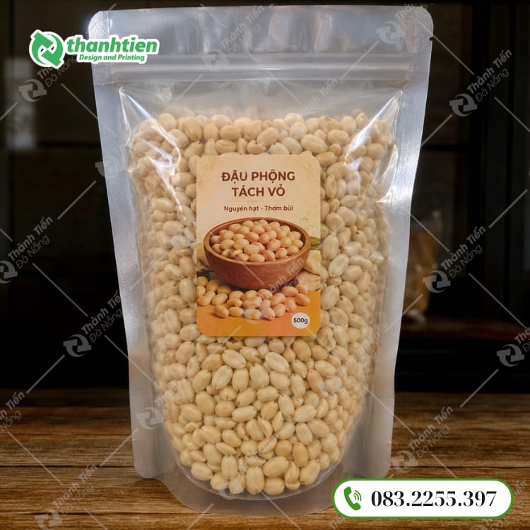 Bao bì đựng đậu phộng 1 mặt trong