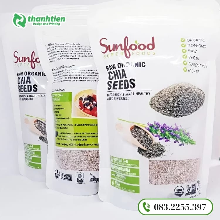 Bao bì đựng hạt chia in theo yêu cầu