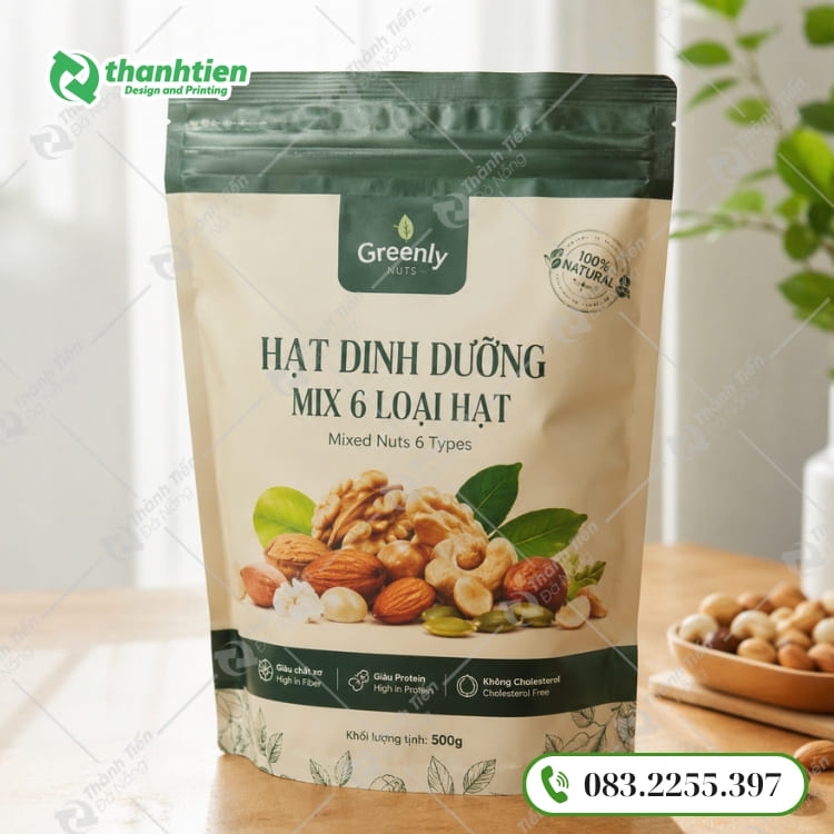 Bao bì đựng hạt dinh dưỡng cao cấp, in theo yêu cầu
