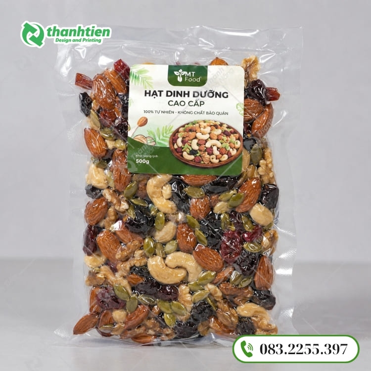 Mẫu sản phẩm túi hút chân không đựng hạt dinh dưỡng