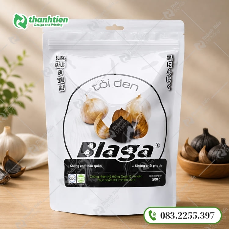 Bao bì đựng tỏi đen in ấn đẹp