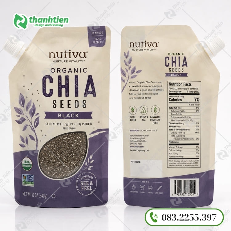 Bao bì hạt chia cao cấp, tích hợp vòi nắp vặn tiện lợi