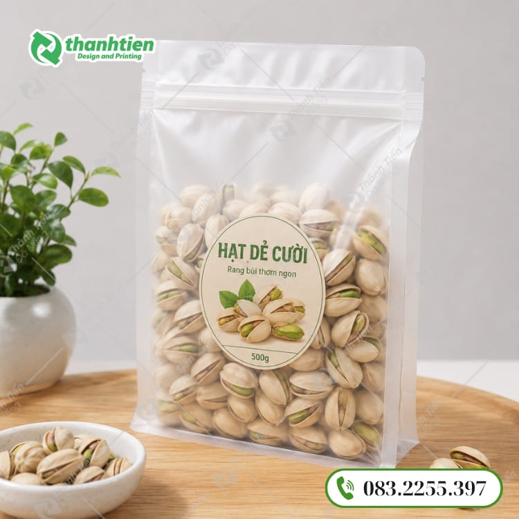 Bao bì đựng hạt dẻ cười đáy vuông