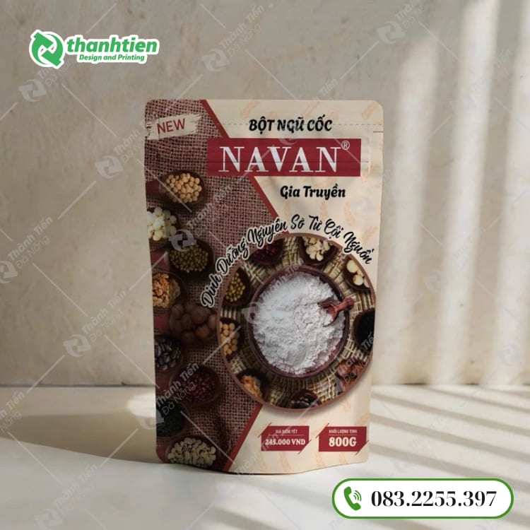 Bao bì bột ngũ cốc đẹp, in ấn chuyên nghiệp